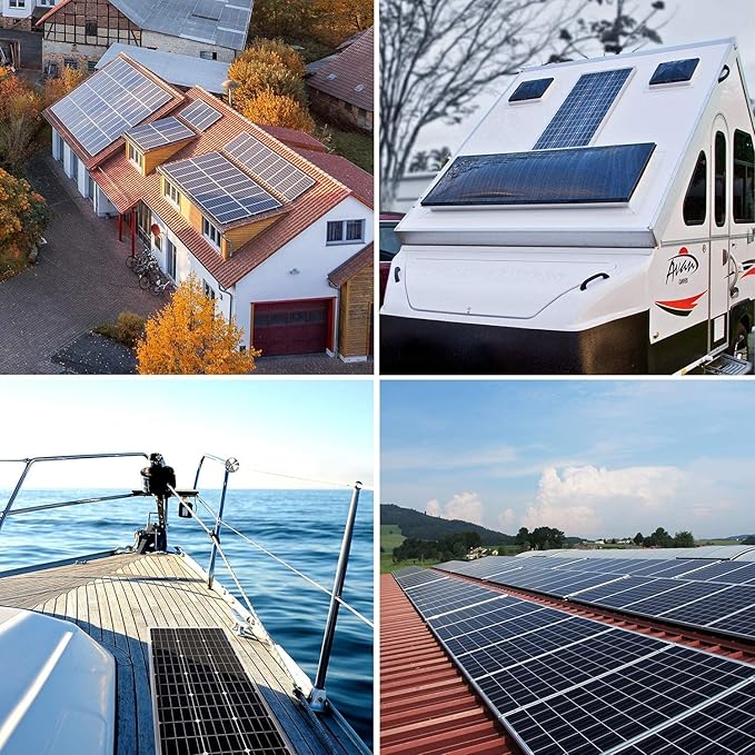 Topsolar Solar Panel Kit 100 Watt 12 Volt Monocrystalline Off Grid System for Homes RV Boat + 30A 12V/24V Solar Charge Controller +Solar Cables + Z-Bracket for Mounting