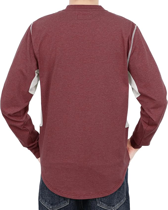 BOCOMAL FR Shirts for Summer Breathable Vented Design 6oz Heather Jersey Flame Resistant Long Sleeve Crew T Shirt
