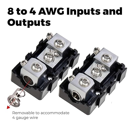 NVX XFMMINI 4/8 Gauge Mini-ANL/MANL/AFS Modular Inline Fuse Holder – Linkable Fuse Block with Solid Brass & Satin Chrome Finish – Car & Marine Audio Circuit Protection