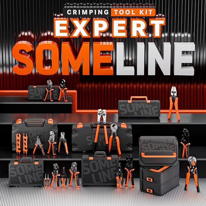SOMELINE Open Terminal Connector Crimping Tool Kit, with 14 Sizes Wire Terminals, Male Female Disconnect Terminals, 24-14 AWG Crimper, Ratcheting Wire Crimper, Crimping Pliers, Wire Crimp Tool