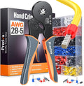 Preciva Ferrule Crimping Tool Kit, Square Crimping Tools, Ratchet Jaw Wire Crimping Pliers for AWG 28-5 with 1200 PCS Terminal Connector Sleeves