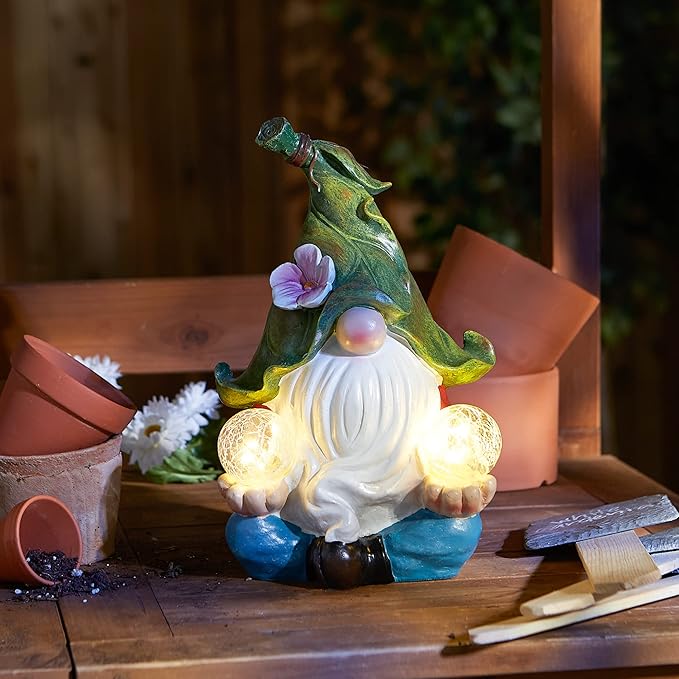 Accent Plus Gnome Meditating Solar Statue