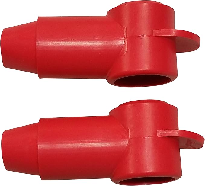 (Red) 3/8" Stud Terminal Cover - Electrical Battery Connection Insulator (2 Pack)