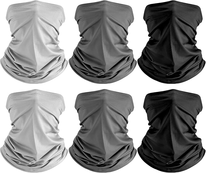 HONGTEYA 6 Pack Summer Neck Gaiter, UV Protection Cooling Face Mask, Breathable Bandana Head Scarf for Men Women