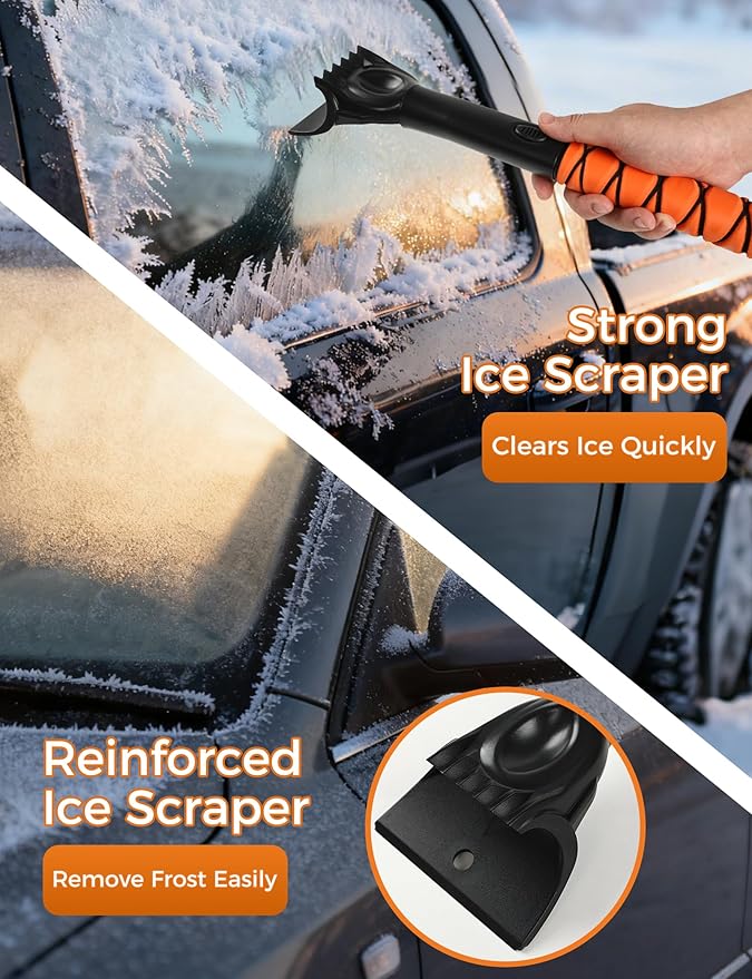41" Extendable Ice Scrapers for Car Windshield 2-in-1 Snow Brush for Car Snow Scraper for Car Snow Scraper and Drush with Ergonomic Foam Grip for Cars, Trucks, SUVs with 360� Pivoting Brush Head
