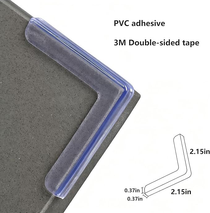 Clear PVC Corner Guards,L-Shaped Protective Bumpers for Tables,Transparent Windows,Doors Rubber Corners for Sharp Corners Transparent Anti-Collision Protectors(8 PCS)