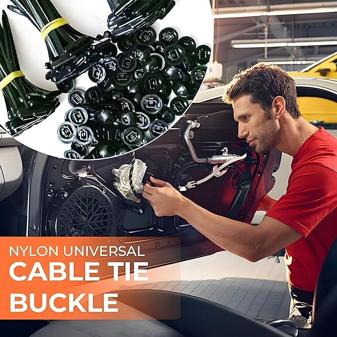 200 Pcs Nylon Universal Cable Tie Buckle with PP Storage Box - Fixion Tools Kit Includes Multifunctional Zip Ties, Pin & Button Fasteners, UV Resistant for Car Repair, Bumper & Fender Clips (200PCS)
