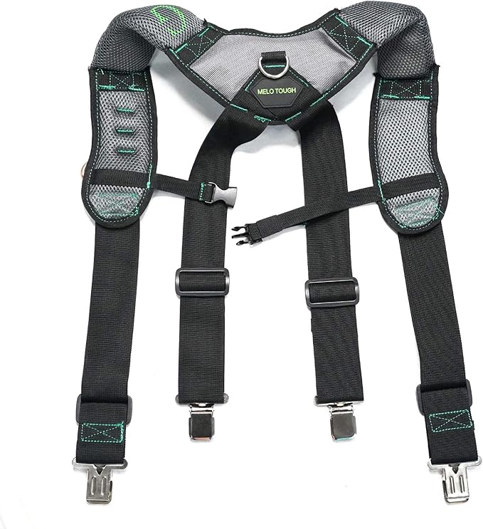 MELOTOUGH Gel Padded Tool Belt Suspenders - Heavy Duty Clip End Work Suspenders