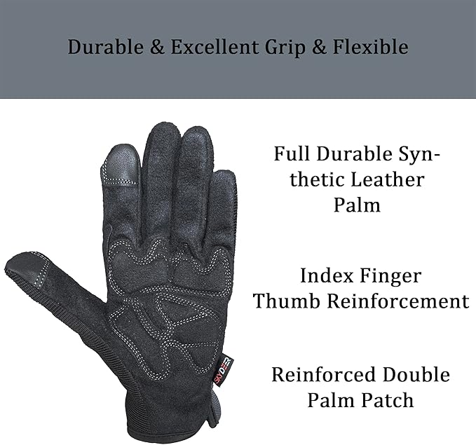 SKYDEER Touch Screen Leather Work Gloves for Women, Impact Protection, Vibration Reduction, Machine Washable Gardening Gloves (SD8821G/XL)