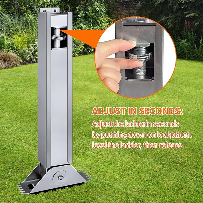 Ladder Leveler Pair for Extension Ladder, Adjustable Extension Ladder Leg Ground Leveler, with Anti-Slip Pattern Steel Pole,Ladder Levelers for Extension Ladders