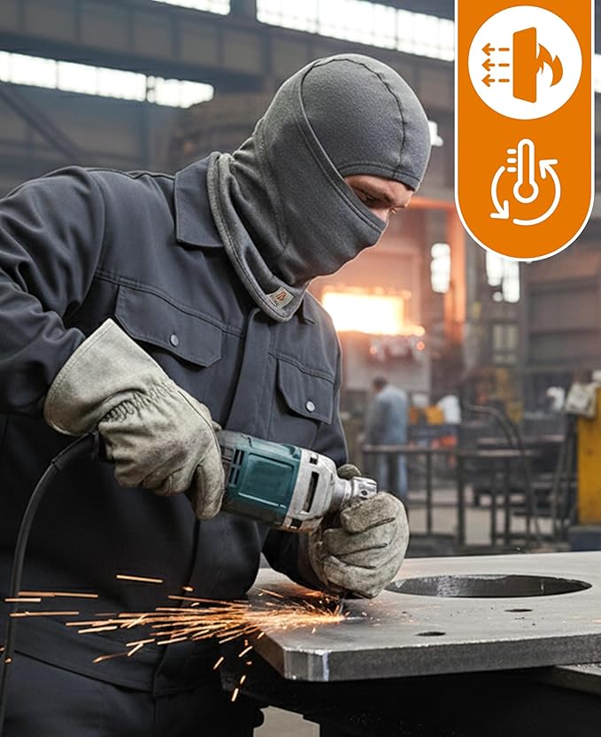 BOCOMAL FR Flame Resistant Balaclava Face Mask Arc Rated NFPA2112 CAT2 Helmet Liner Covering Hood for Welding