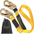 TRSMIMA Tree Climbing Safety Lanyard - 4ft to 6ft Adust Fall protection Webbing Belt Hunting Roof Strap Double Rebar Hook