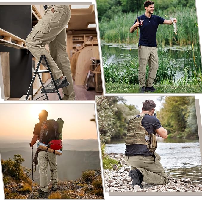 IGOLUMON Men's Ripstop Tactical Pants Breathable Stretch Cargo Pants Outdoor Lightweight EDC Work Hiking Pants Zipper Pockets