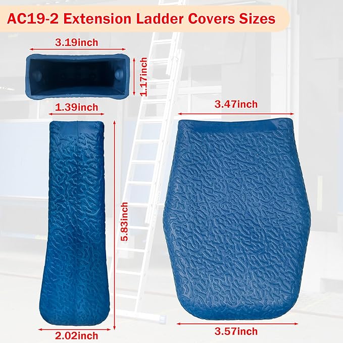 AC19-2 Extension Ladder Covers Rubber End Caps Mitts Replacement for Werner Fiberglass & Aluminum Stabilizer Bumpers Pads Boots Pro-Guards Accessories (2 Pack)