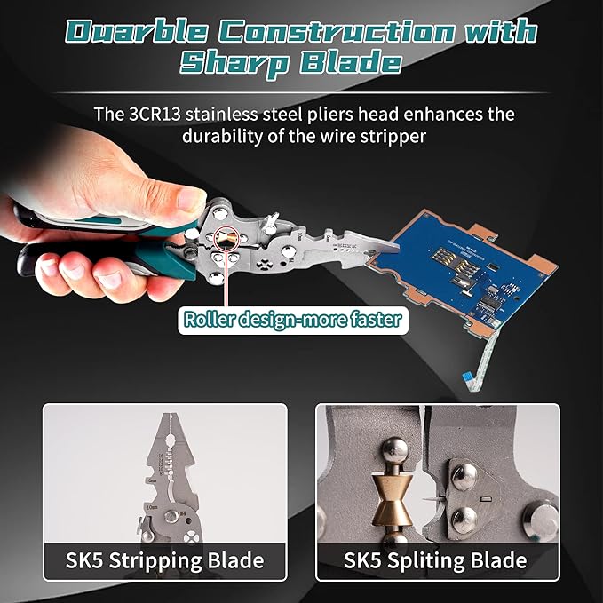 18 In 1 Foldable Ｗire Stripper Crimper, Multifunctional Folding Wire Stripping Tool, Wire Strippers Electrical，Electric Cable Stripper, Cable Cutters with Plier, Crimper, Twister, Splitting, 1pcs
