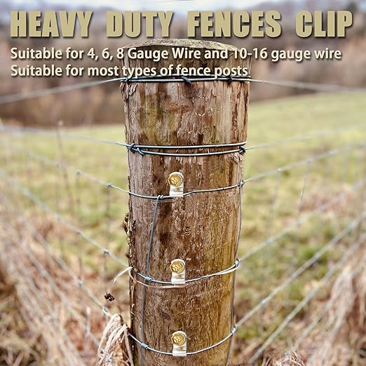 T304 Stainless Steel Wire Fence Clips, Fasteners Post Screw with Wire Fixer, Agricultural Fencing Fence Wire Clamps for 4, 6, 8,10 and 12-16Gauge Wire Fencing Livestock Fencing Clips for Wood(200PCS)