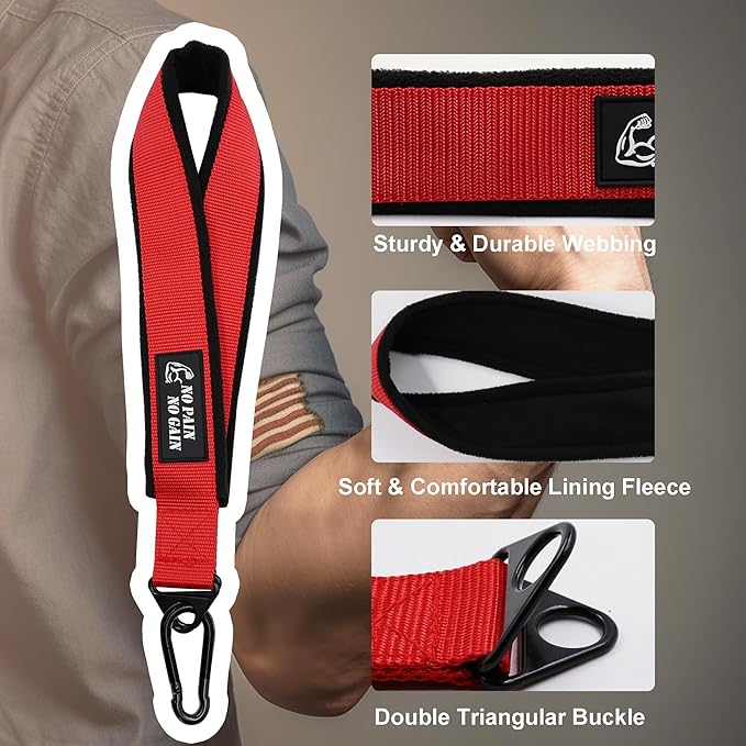 Arm Wrestling Training Strap Belt Hand Grip Arm Finger Forearm Exerciser Strengthener for Cable Machine and Free Weight
