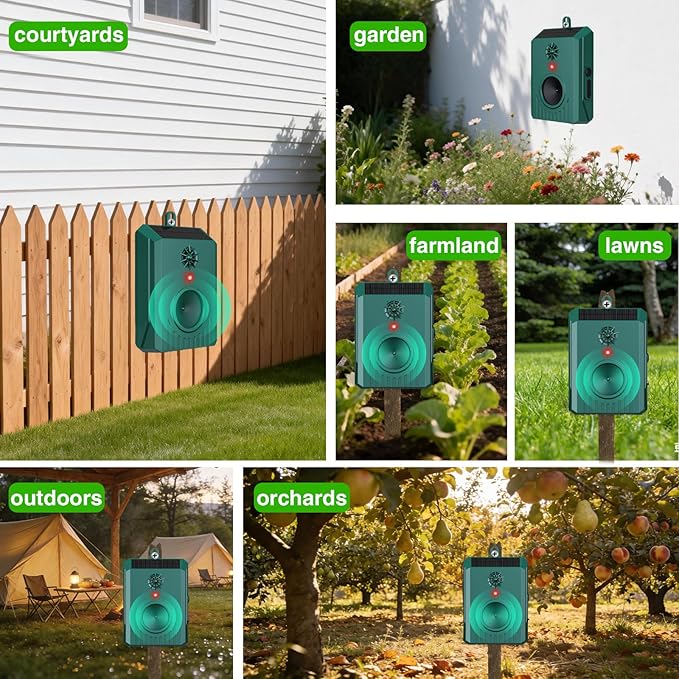 2026 Solar Ultrasonic Bird Repeller Outdoor Bird Deterrents for Outside Scare Birds Away,Waterproof Bird Repellent Devices&Goose Deterrent-Portable Design for Outside Patio Balconies Garden Farm 2Pcs