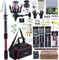 Goture Fishing Rod and Reel Combo, Red Telescopic Fishing Pole with Full Starter Kit & Carrier Bag, Portable 24T Travel Spinning Rod for Bass Trout, Freshwater Beginners Gift
