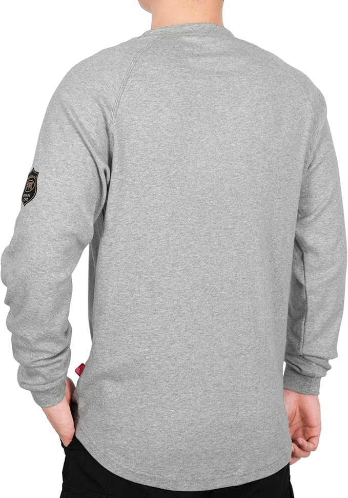 BOCOMAL FR Shirt 7oz Heavyweight Flame Resistant Shirts for Men Fire Retardant Long Sleeve Crew Work Shirts CAT2