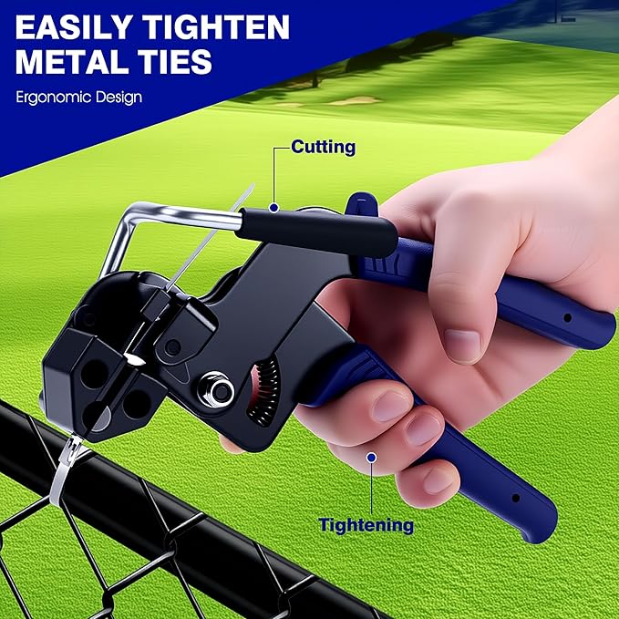 2025 Upgraded Stainless Steel Cable Tie Gun with 200pcs 11.8inch Metal Zip Ties, Fastening and Cutting Heavy Duty Stainless Steel Zip Ties for Chain Link Fence, Exhaust Pipe Outdoor