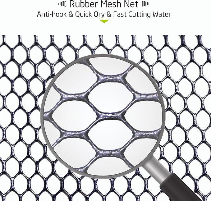 Maykay Carbon Telescopic Fishing Net with Long Handle up-to14ft – Lightweight Rubber Landing Net for High Docks, Piers, Boats, Coastal & Jetty, Collapsible with Carrying Bag