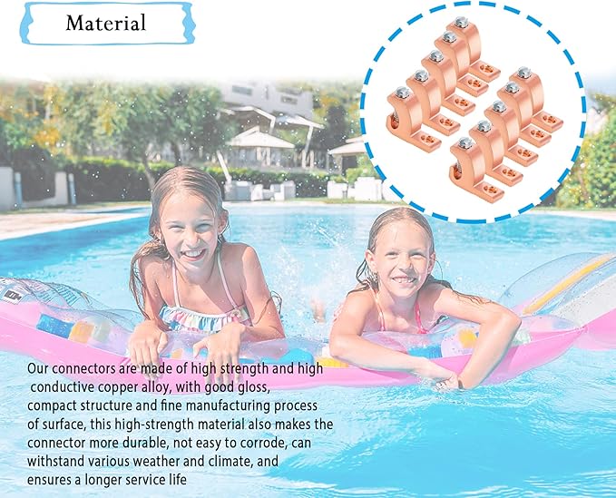 Swess 10 Packs Pool Bonding Lug, Screw Terminal, Copper, 4 AWG, 4-14 Wire Range