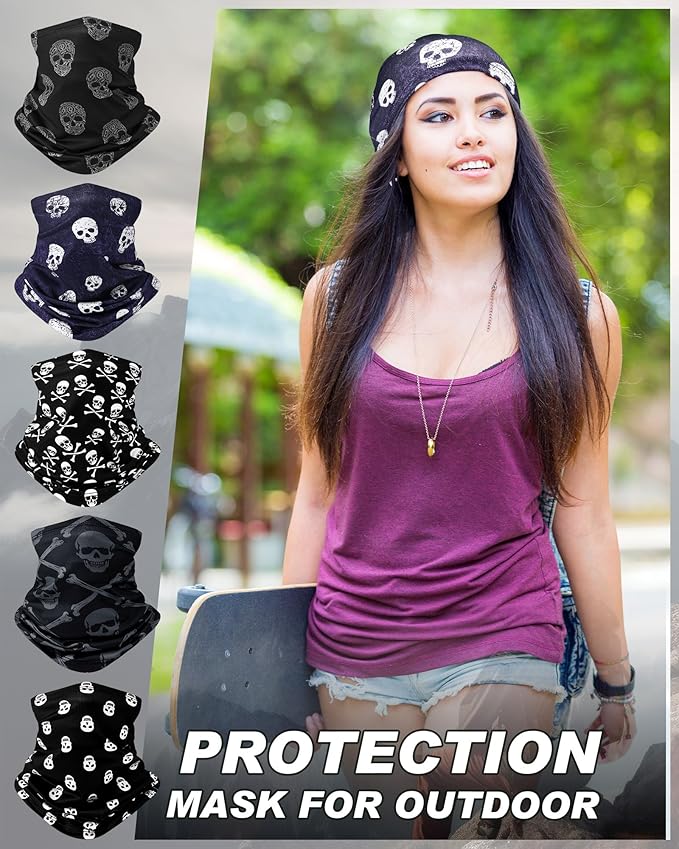 Cuffbow 12 Pack Neck Gaiters Face Mask Bandana Balaclava for Men Women Cooling Neck Gaiter Summer UV Sun Protection Scarf