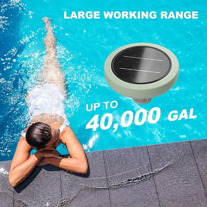 Solar Pool Ionizer for Above Ground, Floating Copper Pool Cleaner, Up to 40,000 Gallons, Swimming Pools Water Cleaner for in-ground Pools and spas (Green)