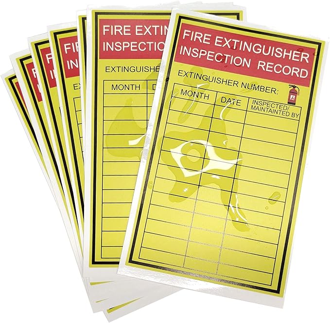 Monthly Fire Extinguisher Inspection Tags Stickers Safety Stickers 3x5 Inch Year Maintenance Extinguisher Recharge and Inspection Record Labels Inventory Sticker 60Pcs Check Record Vinyl Sticker Label