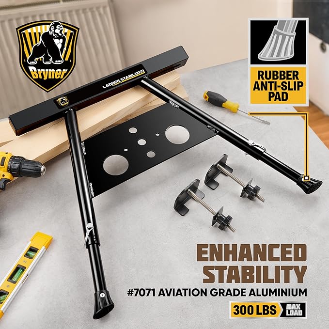 Ladder Stabilizer, Extension Ladder Stabilizer for Roof Wall Standoff Ladder Accessory Safety Stability Aviation Grade Aluminium, Adjustable Length 22-29.5In Ladder Stabilizer
