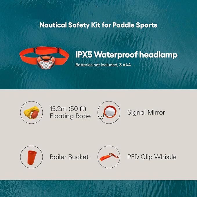 Pelican Nautical Safety Kit for Paddle Sports, Water Sport & Boating - Orange