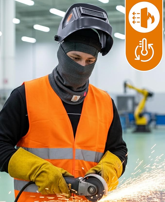 BOCOMAL FR Flame Resistant Balaclava Face Mask Arc Rated NFPA2112 CAT2 Helmet Liner Covering Hood for Welding