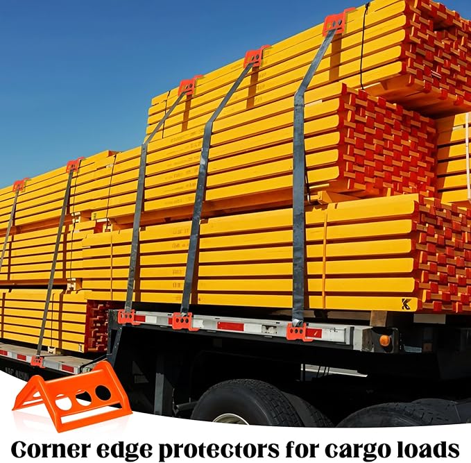 20 Pack Flatbed Edge Protectors for Cargo Loads, Thick Plastic Corner Protectors Tie Down Strap Corner Protector Edge Protector for Pallets Trailer Truck Cargo Protection (Orange)