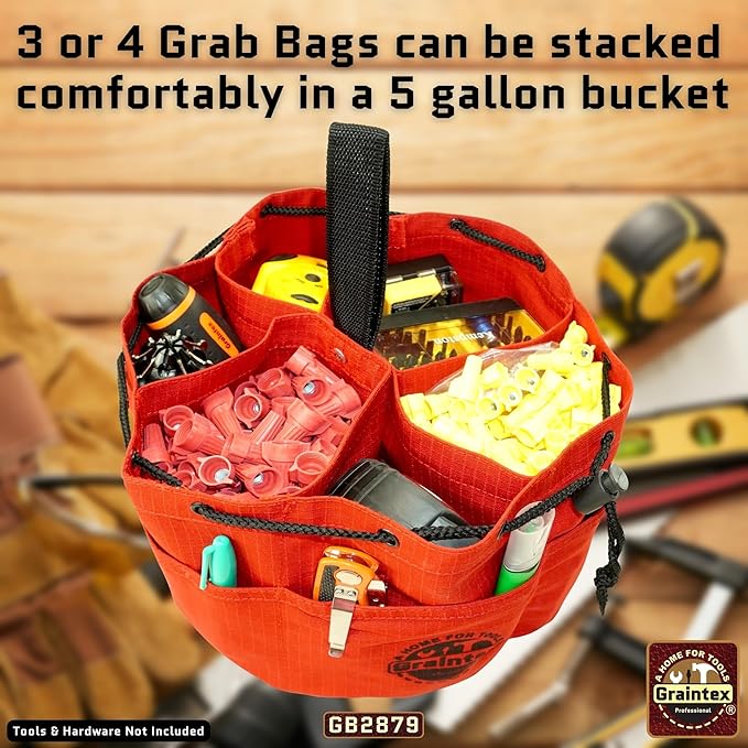 Graintex 18 Pockets Grab Bag Rip-stop Canvas Drawstring Closure, Small Part Organizer Pouch, Small Tools, Screws, Parts, Parachute Tool Bag for Efficient Storage - Red