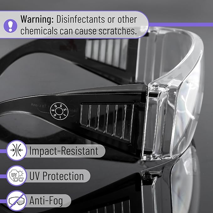UNCO- Safety Goggles Over Glasses, Protective Goggles, Anti Fog, Work, Safety Glasses Over