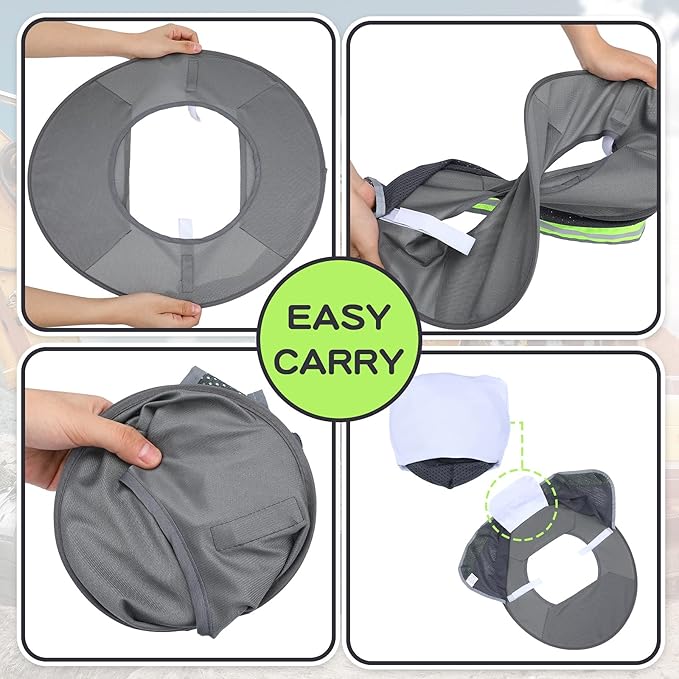 SATINIOR 2 Pcs Sun Hard Hat Neck Protection High Visibility Full Brim Mesh Sun Protection and Neck Gaiter Bandana Face Scarf for Construction Helmet Hard Hat Accessories, Reflective(Grey)
