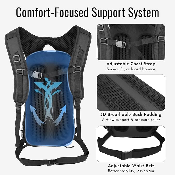 Zavothy 20L Multipurpose Hiking Backpack with 3L Water Bladder – Durable Hydration Backpack with Insulated Bladder Compartment, Hidden Helmet Holder & Rain Cover – for Hiking, Commuting, and Camping