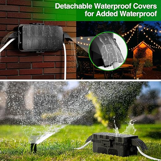 Flemoon [2 Pack] IP55 Small Outdoor Electrical Box Waterproof (Inner 5.9 x 3.2 x 1.8inch), Extension Cord Cover with Detachable Awning Covers for Plug, Outlet, Holiday Lights, Black