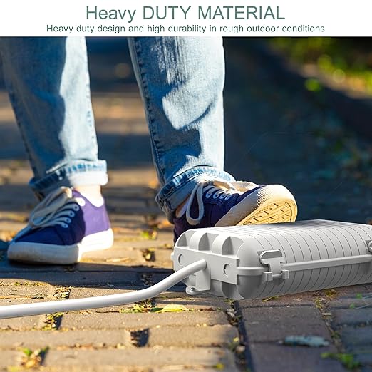 Outdoor Waterproof Electrical Box, 2 Pack Large Extension Cord Cover Protector Plug Connection Cable Safety Box IP54 Water-Resistant for Power Strip, Holiday Light and Decorations, Grey
