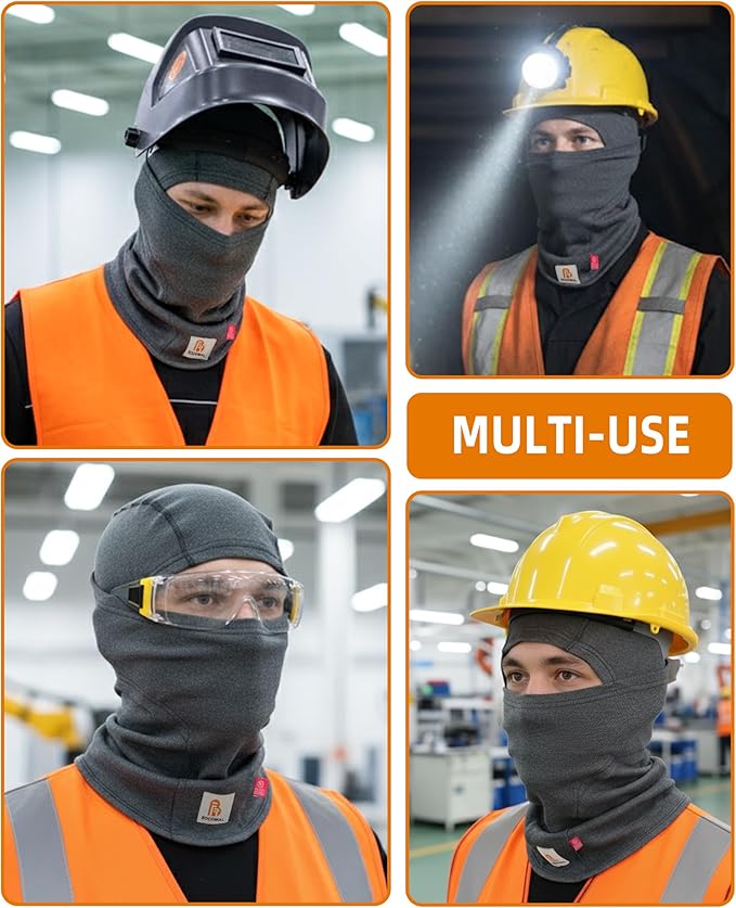 BOCOMAL FR Flame Resistant Balaclava Face Mask Arc Rated NFPA2112 CAT2 Helmet Liner Covering Hood for Welding
