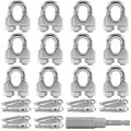 12PCS M4 5/32 Inches Stainless Steel Wire Rope Clips Cable Clamp,6PCS Thimbles