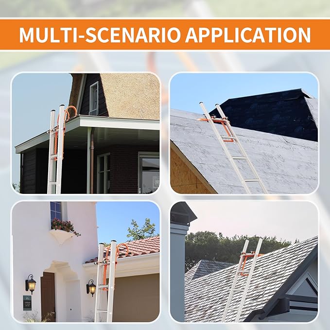 2 in 1 Ladder Stabilizer,Roof Ridge Extension Both Horizontally and Vertically, Rubber Grip T-Bar，Quick and Safe Access to Steep Roofs.