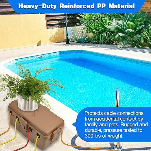 Hrensaw Medium Outdoor Electrical Box(10.6x5.5x4.5inch),IP54 Waterproof Extension Cord Cover w/6 Cable Entry,Weatherproof Connection Box Protect Power Strip,Timer,Plug,Holiday Lights,Brown
