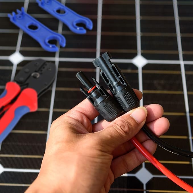 Houseables Solar Wire Connectors, Solar Connector, Crimping Tool, Disconnect Tool, Crimper, Connector Kit, PV Kit, Household, Panel, Cable, 51PC, 12 Pairs 4mm, 2 Spanner Wrench, AWG 14-10, 2.5/4/6 mm²