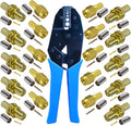 SMA Connector and SMA Crimping Tool Kit, SMA Crimper and 10pcs SMA Male Crimp Connector&10Pcs Female Crimp Connectors for RG58 WIFI Antenna Extension Cable