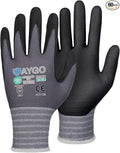 KAYGO Safety Work Gloves MicroFoam Nitrile Coated, 60 Pairs KG18NB,Seamless Knit Nylon Glove for Men and Women, Ideal for Automotive,Warehouse,Construction (X-Large,Gray)