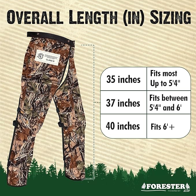 FORESTER Chainsaw Chaps for Men & Women | Apron-Style Chaps with Pocket & Adjustable Waist | Chainsaw Safety Equipment