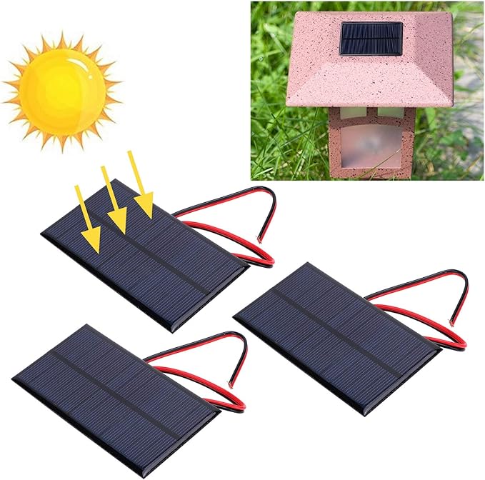 3Pcs Mini Solar Panel DC 6V Polysilicon Solar Cell Charger Module Solar DIY System Kits with 30cm Cable