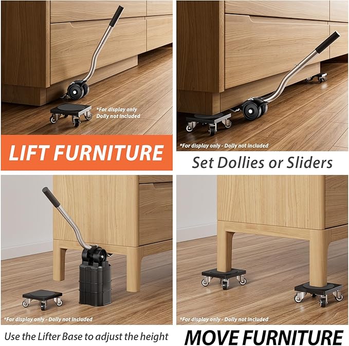 ONEON Furniture Lifter Tool with Height-Adjustable Base – Premium Furniture Jack for Heavy Furniture & Appliances, Effortless Lifting for Pads, Sliders & Mover Setups